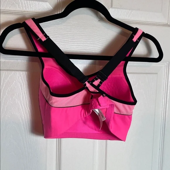 Victoria's Secret VSX Hot Pink and Black Longline Sports Bra - Picture 3 of 7